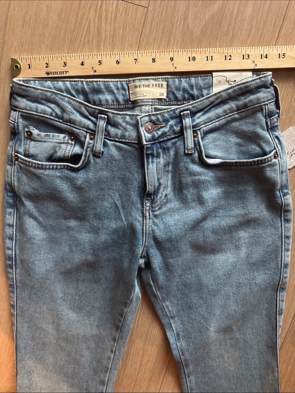 Free People We The Free Emre Flare Jeans Poppy Blue Size 28 - Picture 14 of 16